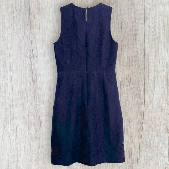 J CREW Navy Blue Lace Midi Sleeveless Fitted Sheath Dress Lined Wedding Formal 2 - Picture 2 of 7